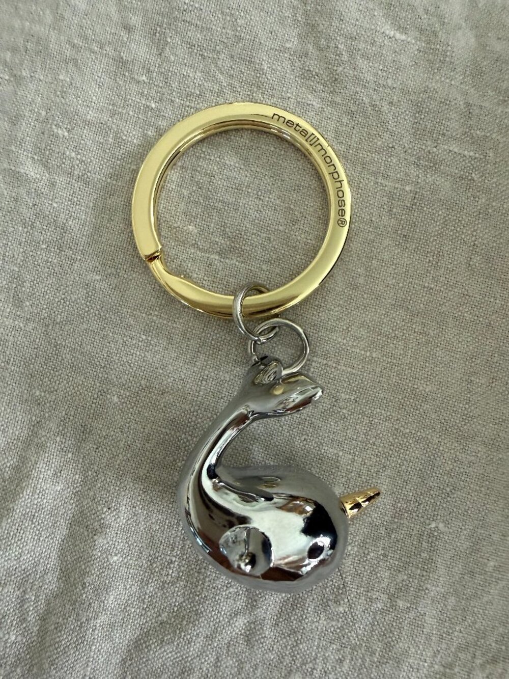 Metamorphose Mixed-Metal NARWHAL Bag Charm / Keychain – Oversized European Charm